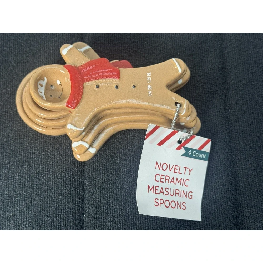 Gingerbread Man Novelty Ceramic Measuring Spoons Bullseye (Set of 4)